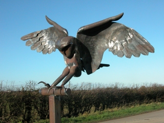 'Barn Owl in flight', Public art sculpture